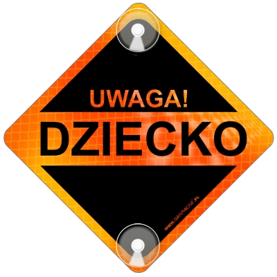 Tabliczka odblaskowa z przyssawkami Uwaga Dziecko Orange