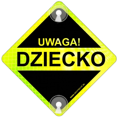 Tabliczka odblaskowa z przyssawkami Uwaga Dziecko Neon