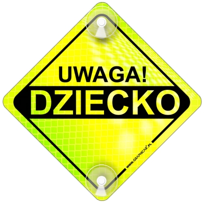 Tabliczka odblaskowa z przyssawkami Uwaga Dziecko Neon