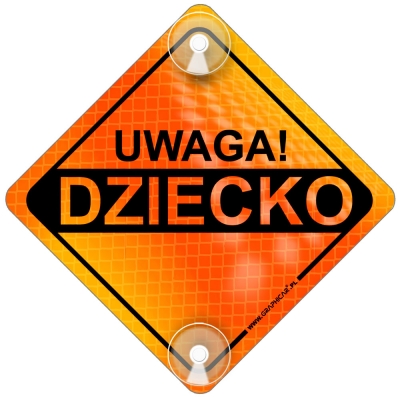 Tabliczka odblaskowa z przyssawkami Uwaga Dziecko Orange