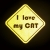 Magnes Odblaskowy I Love my Cat Żółty